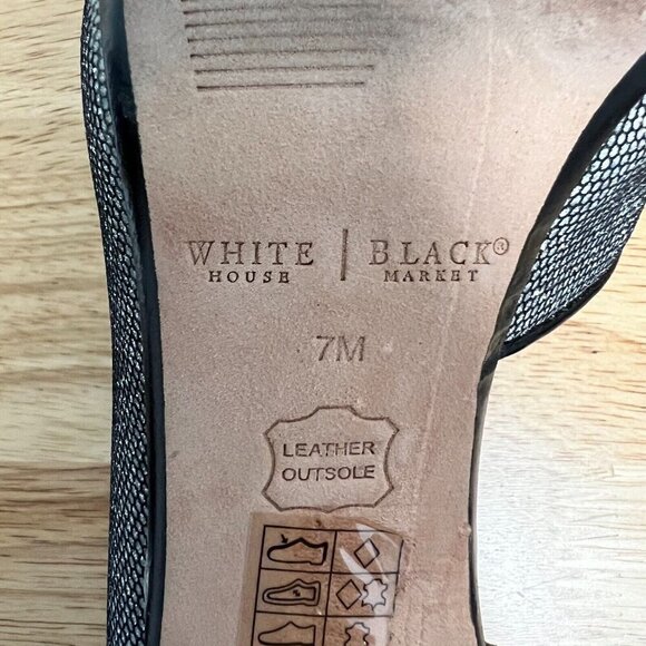 White House Black Market Womens Ella Silver Black Stiletto Pump Heels Size 7M - Picture 10 of 10